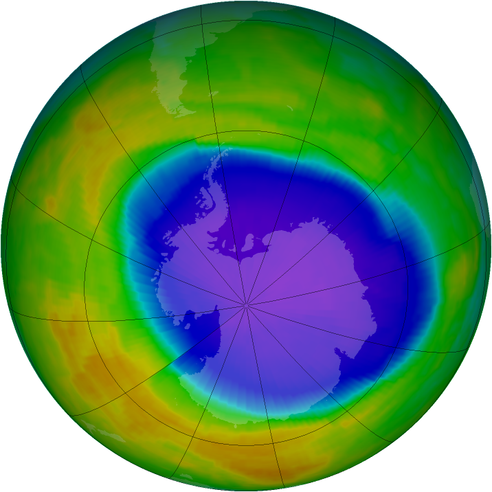 Antarctic ozone map for 15 October 1996
